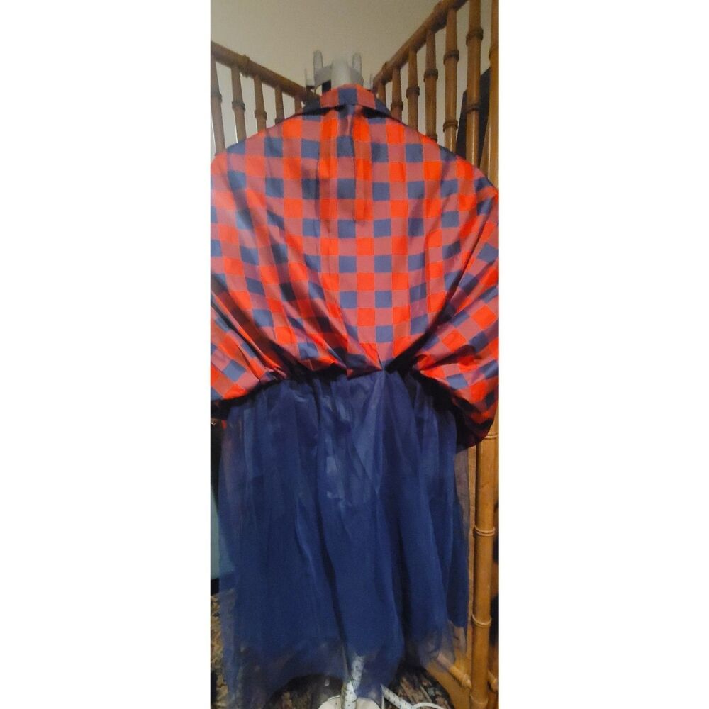 Cat & Jack Girls XL 16/18 Taffeta Holiday Dress Red Navy Blue Plaid Check Tulle - Picture 4 of 8